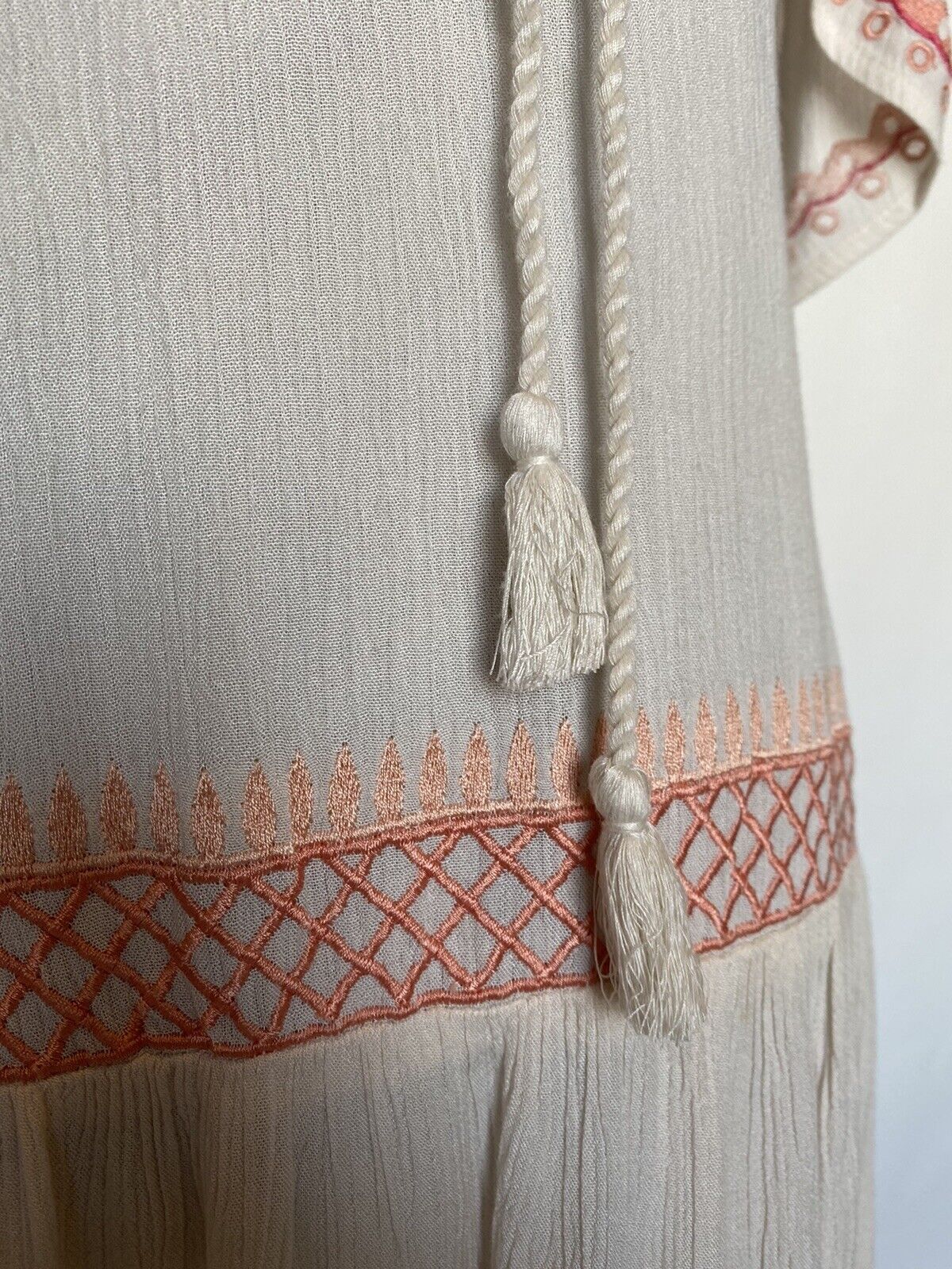 Anthropologie Rahi Cali Boho Embroider Ivory  Dress Retail $108 Price $29 S NWT