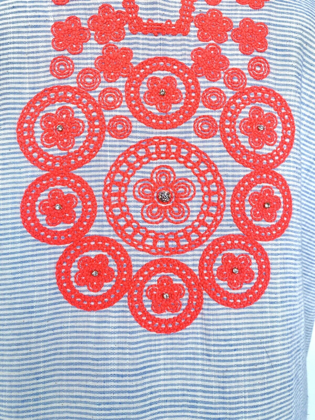 Julie Brown woven diamanté embroidered pinstripe dress 4 Retail $205 Price $59