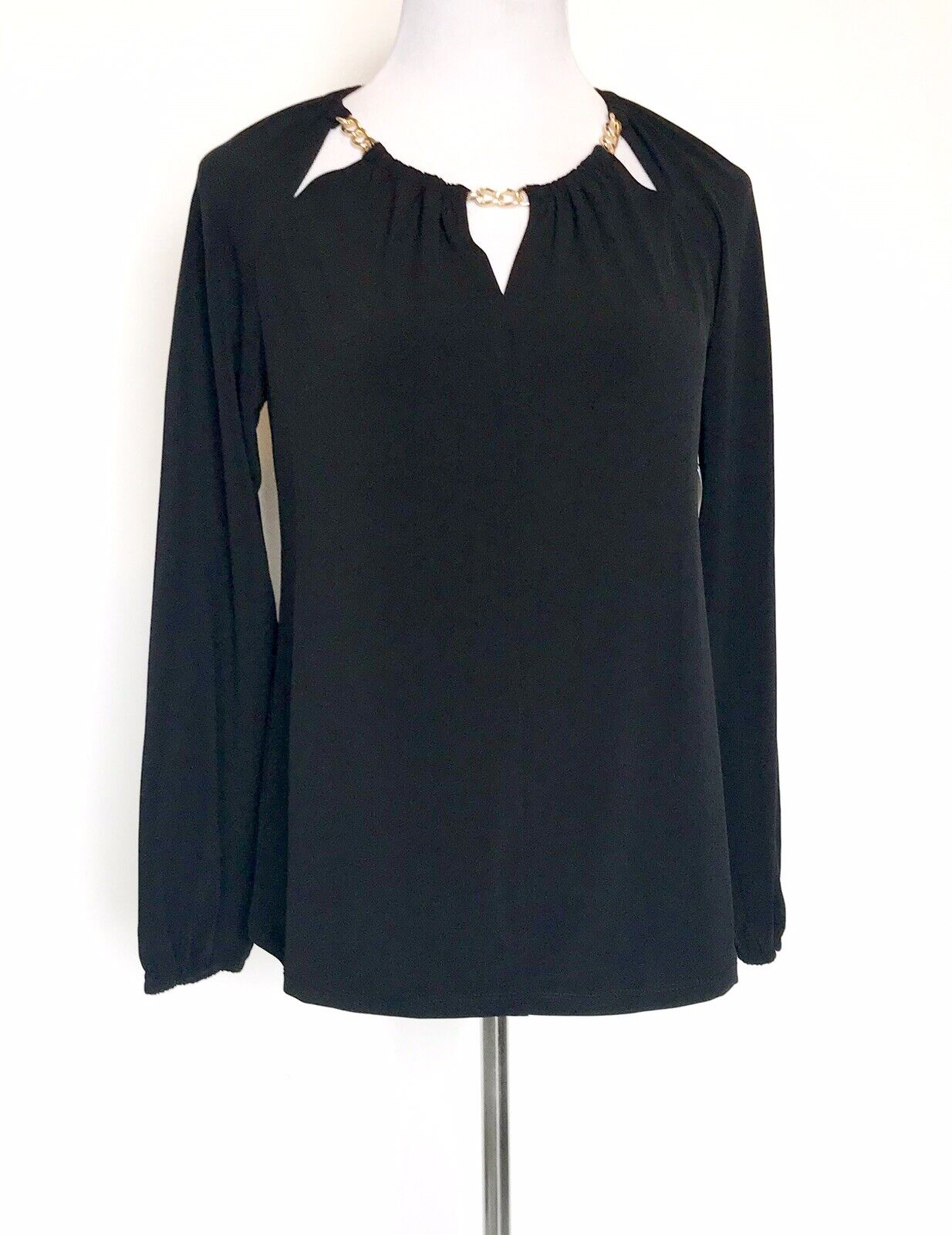 Carmen Marc Valvo Sz S Black Top Gold Metal Neck Chain Retail $58 Price $32 NWT