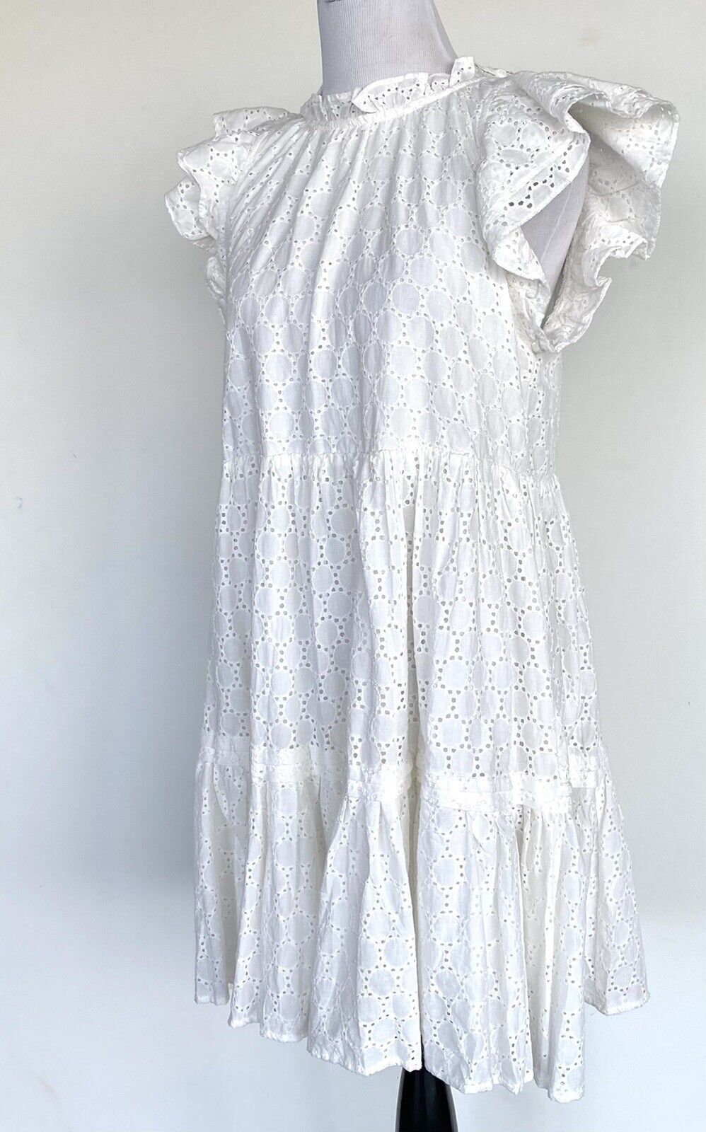 Olivaceous Ivory White Eyelet Embroidered Dress S Retails $98 Price $68