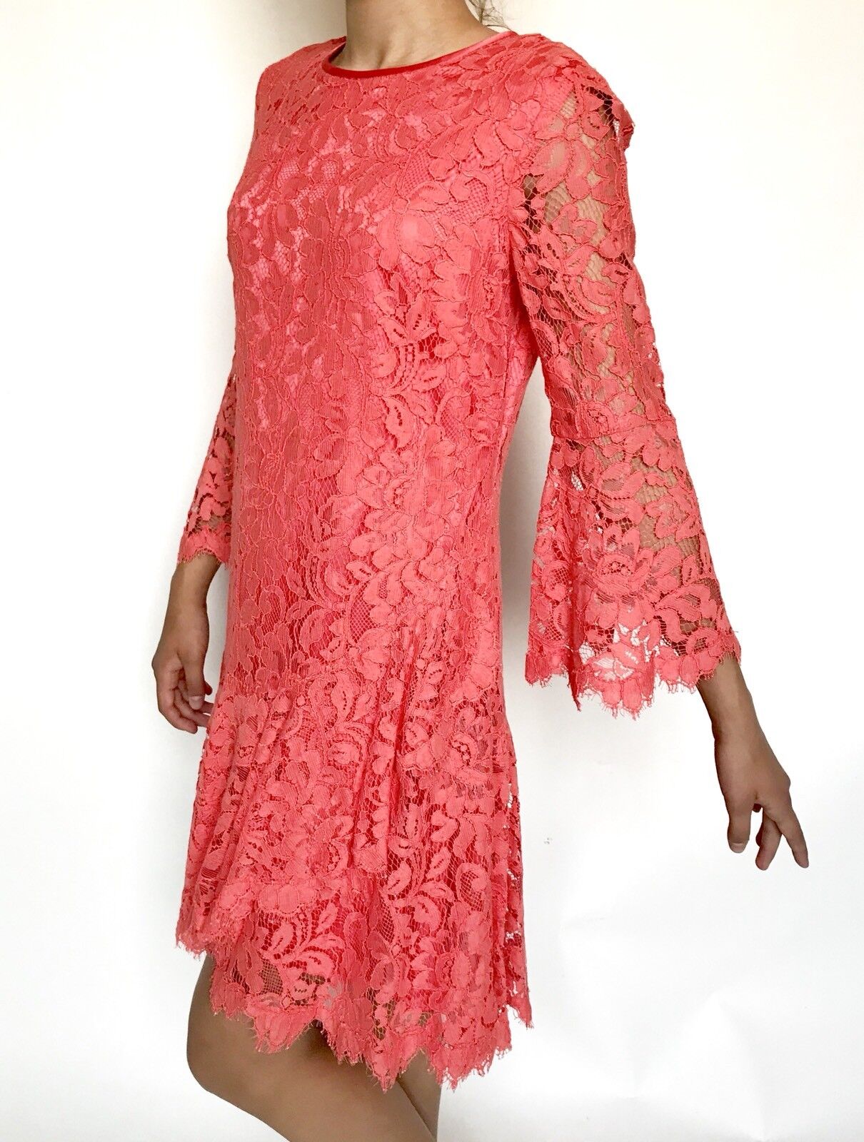 Eliza J Pink Coral Orange Lace Shift Dress NWT Retails $158 Price $69 Size 2