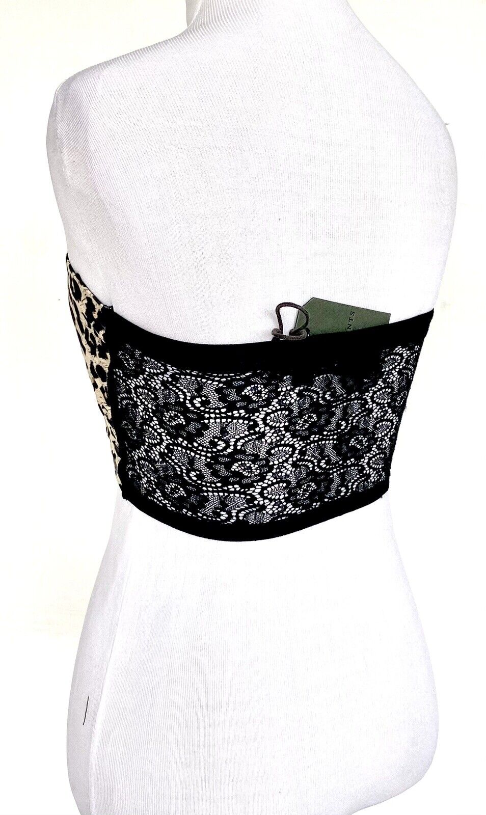AllSaints Kali Kiku bandeau top $49 Size XS leopard front with lace back.