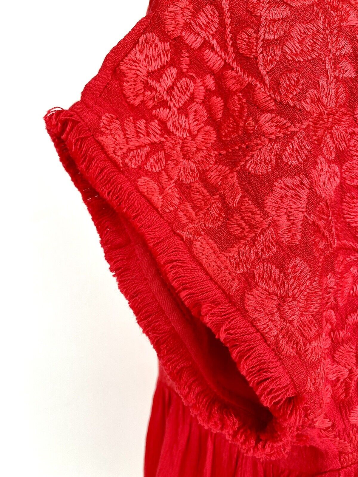 J Marie embroidered Athens Tassel Top size XS Retail $92 Price $59 Red NWT