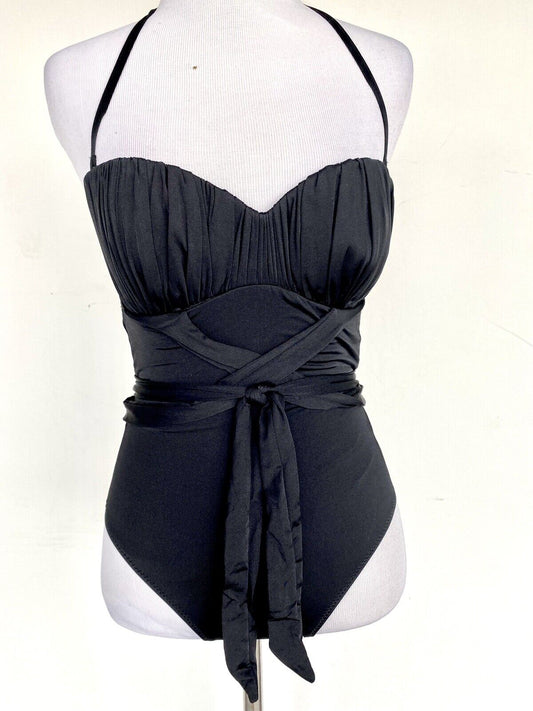 DEREK LAM 10 CROSBY Crossover Body Black swimsuit Retail $273 Price $84 XS