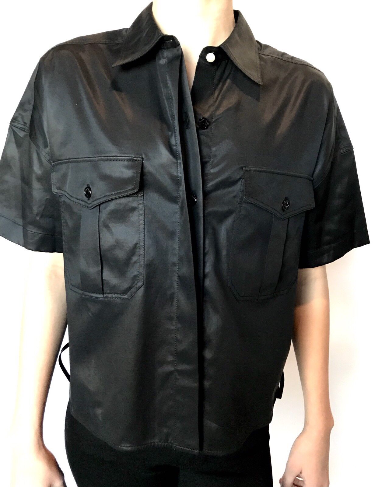 Rag And Bone Black Lace Up Side Mason Shirt. Size XS Retail $325 Price $148 NWT