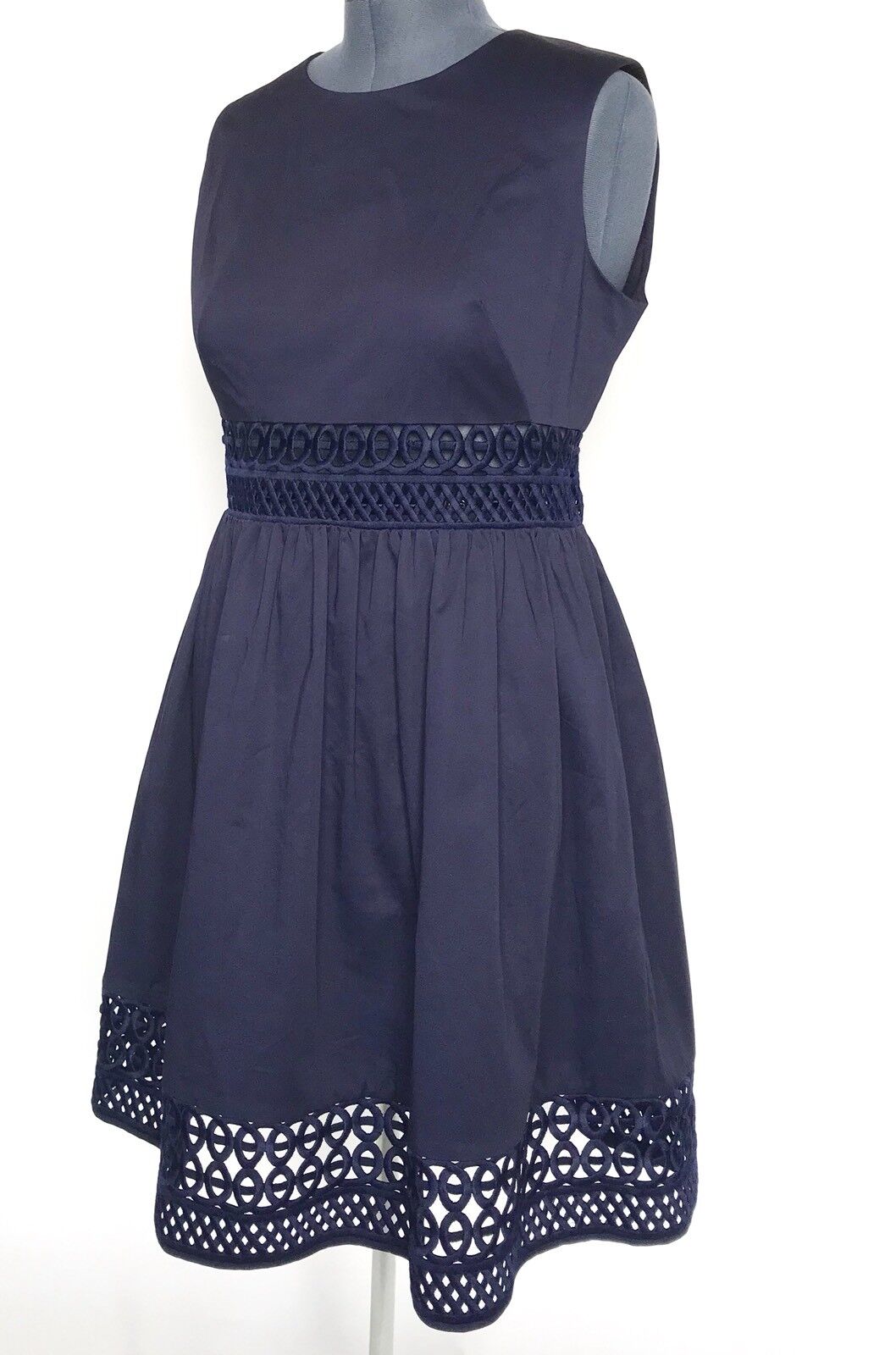 Ted Baker Blue Lace High Waist Cutout Dress Size 12 Retail $309 Price $136 NWT