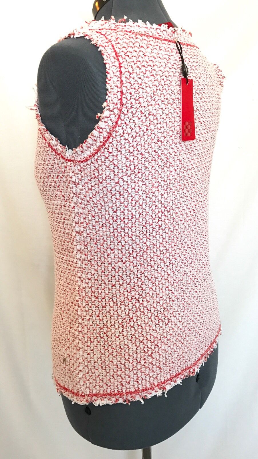 Carolina Herrera Red & White Knit Top NWT Retail $355 Price $145 Size L