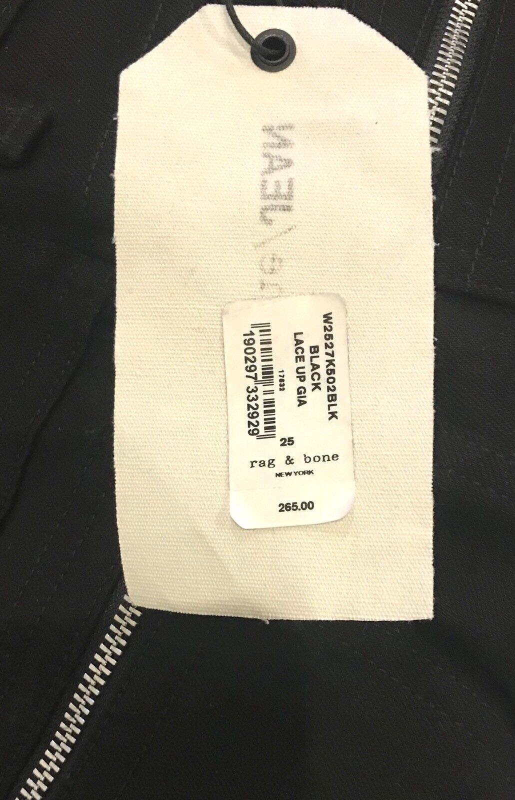 Rag & Bone Black Lace Up Gia Jeans. Size 25 Retail $265  Price $122 NWT