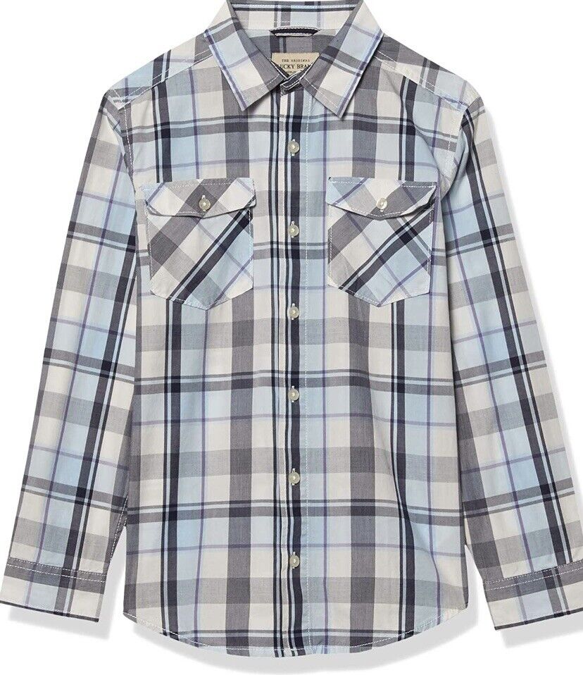 Lucky brand blue check plaid shirt retails $49.50 price $22 age 8￼ NWT