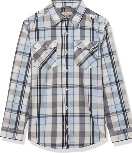 Lucky brand blue check plaid shirt retails $49.50 price $22 age 8￼ NWT
