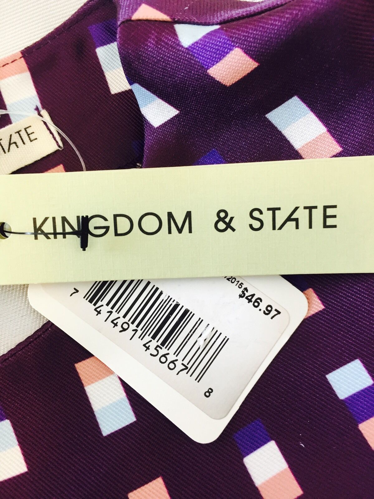 Kingdom And State  Purple Block Blouse. Size S NWT Retails $46.97 Price $22
