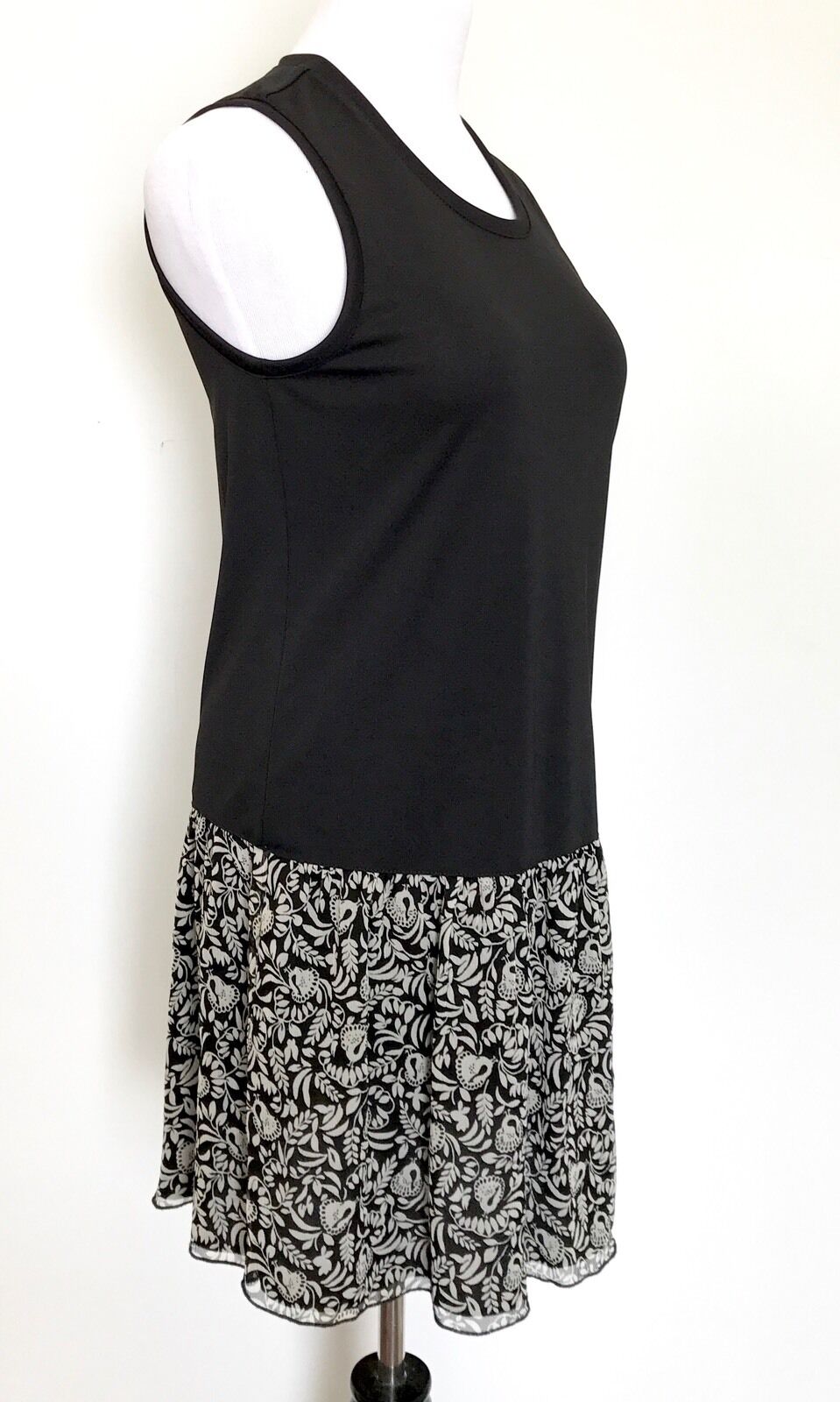 Anna Sui Black 100% Silk Frill Dress. NWT Price $69 Size M