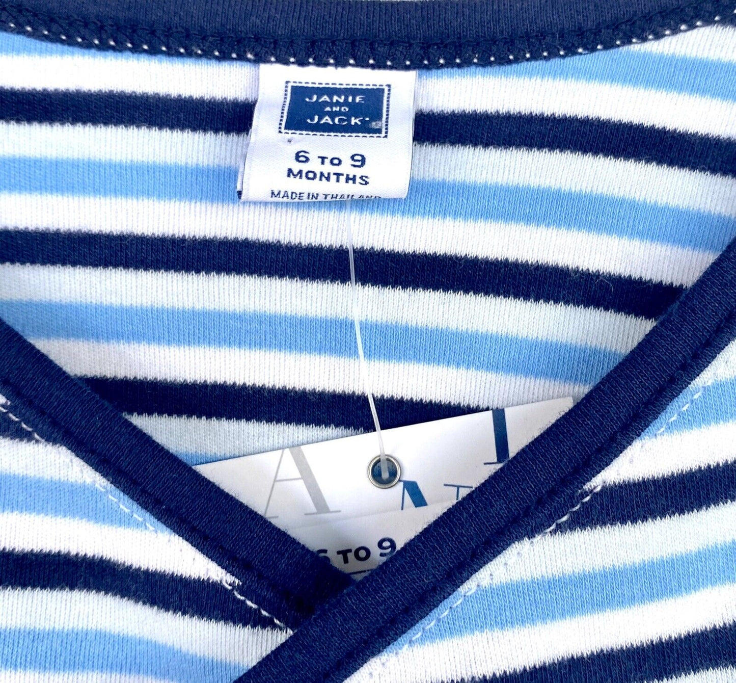 Janie And Jack Blue Stripe Kimono Wrap Footed 2Pc 6-9M NWT Retail $44 Price $27