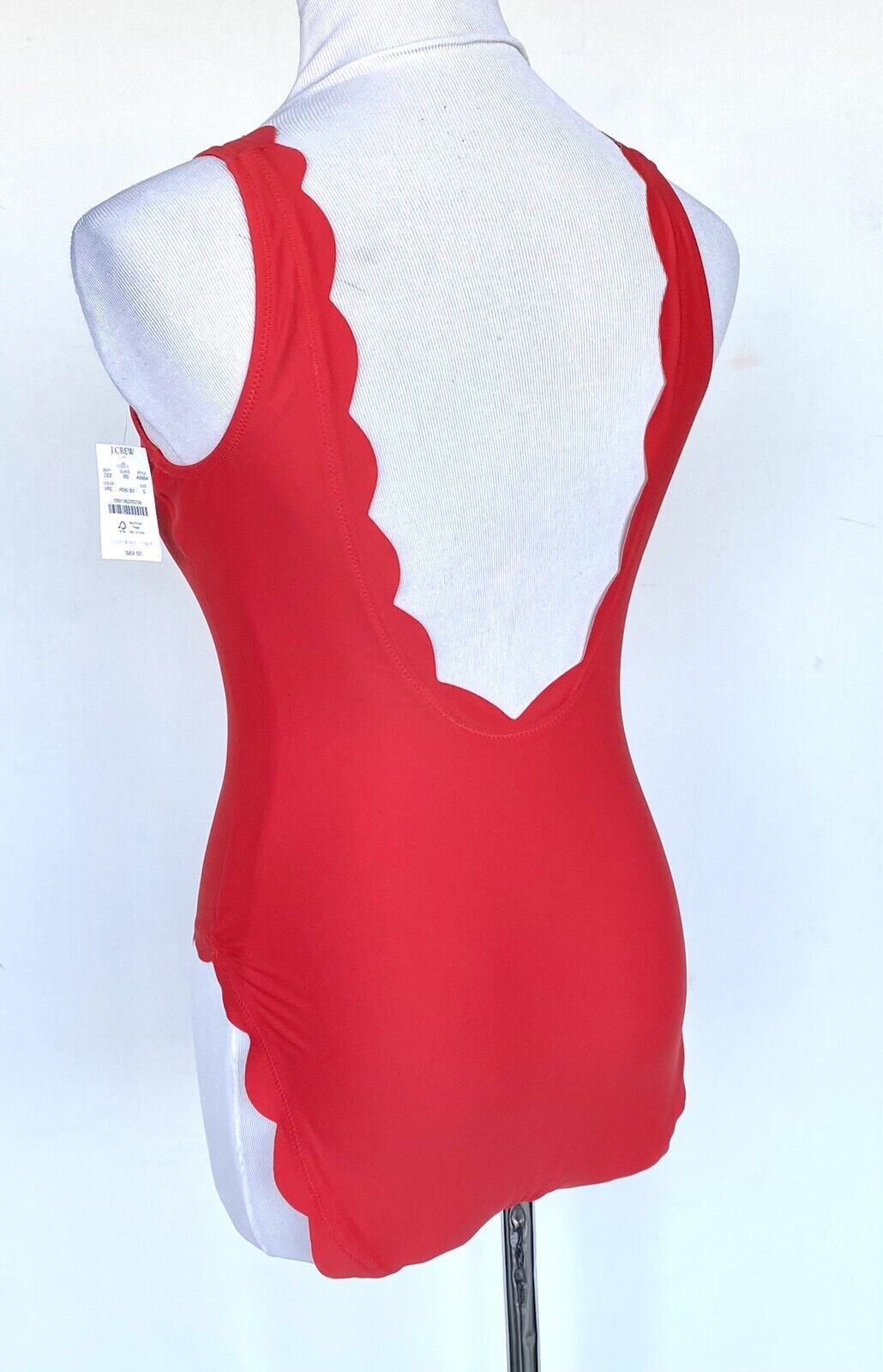 J Crew Red  Scalloped Edge Swimsuit. NWT Retail $84 Price $54 Size S