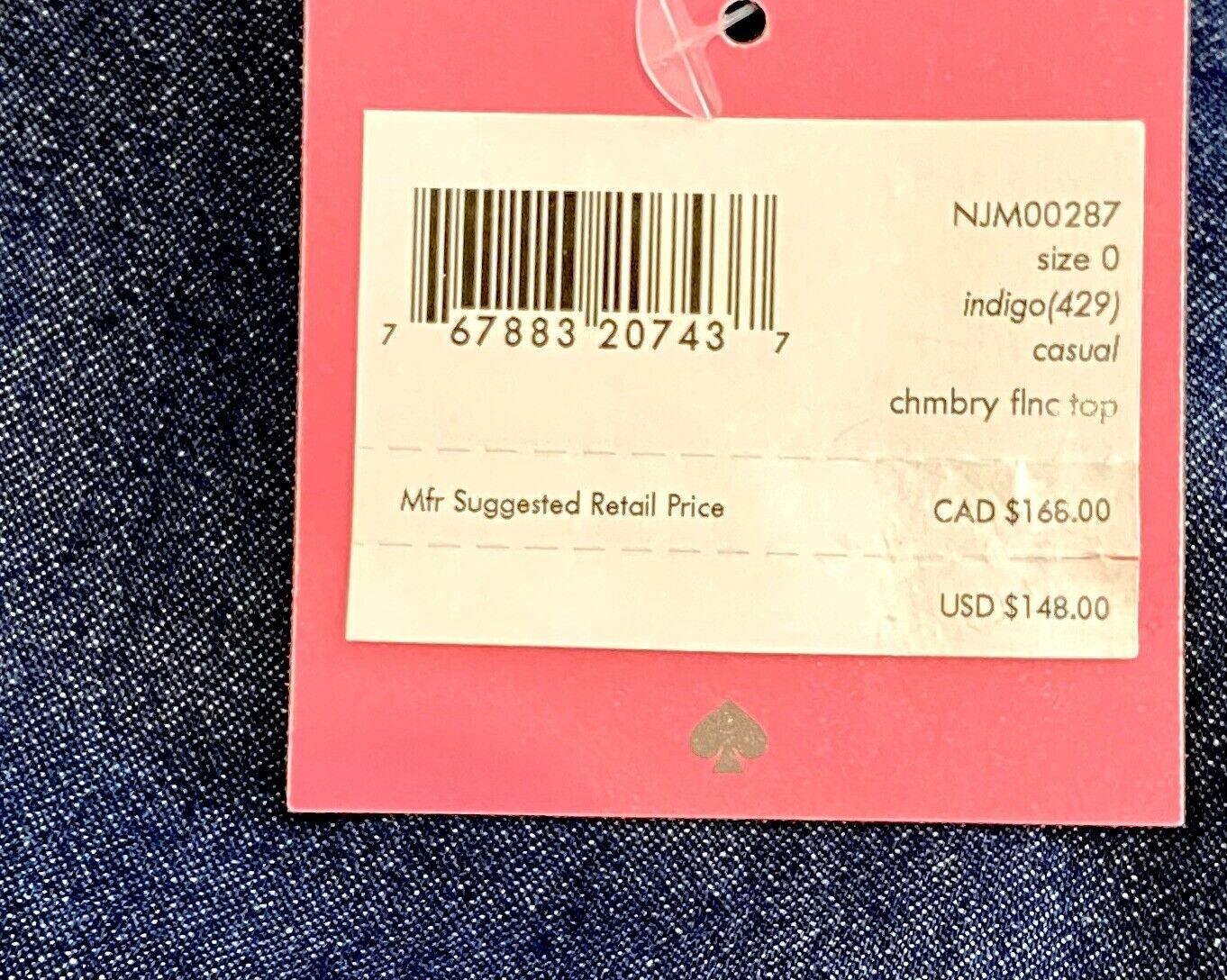 Kate Spade Indigo Chambray Flounce Top NWT Retail $148 Price $84 Size 0