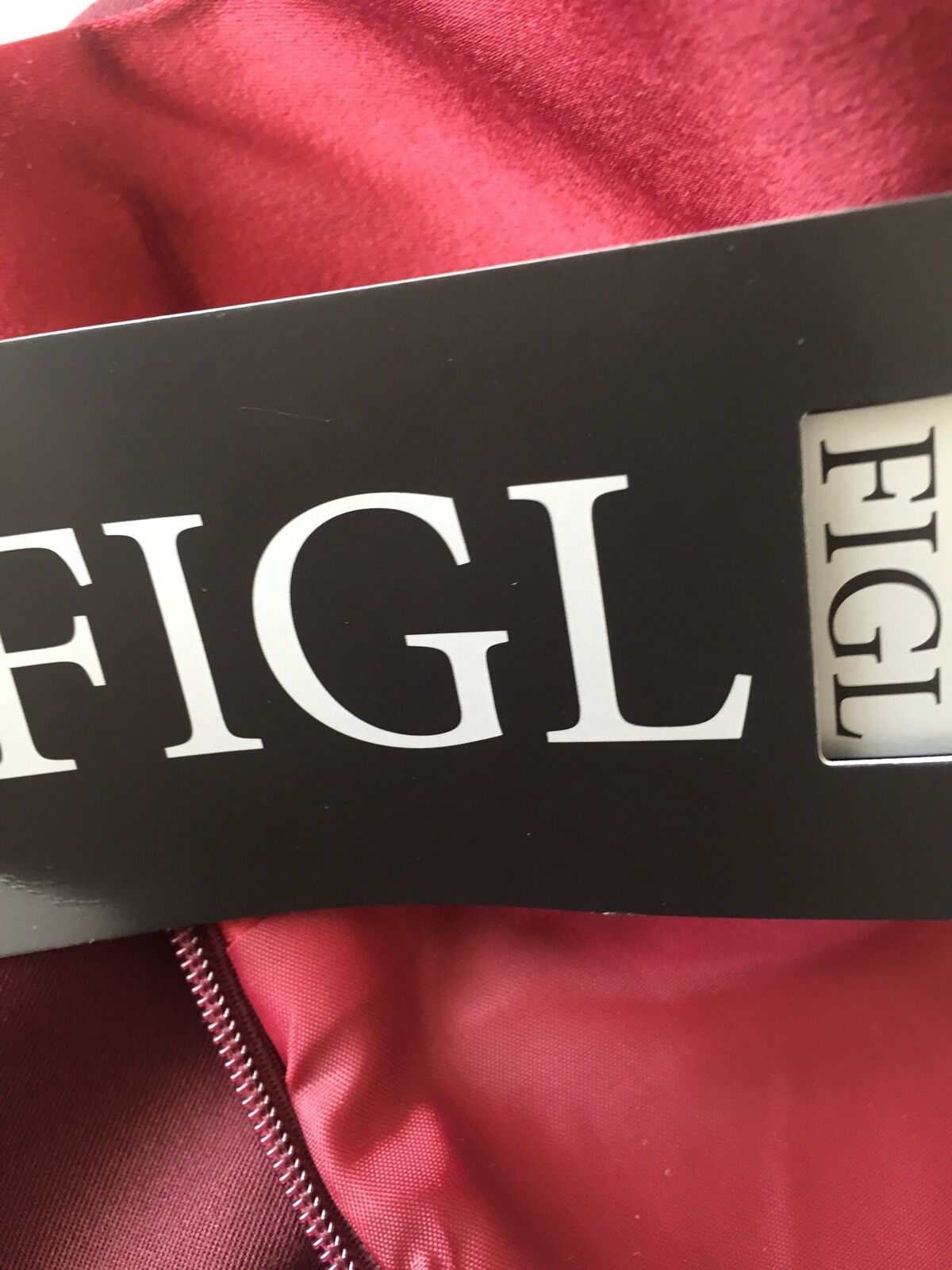 Figl Dark Red Skirt With Lighter Silky Waistband NWT  Size L Price $26