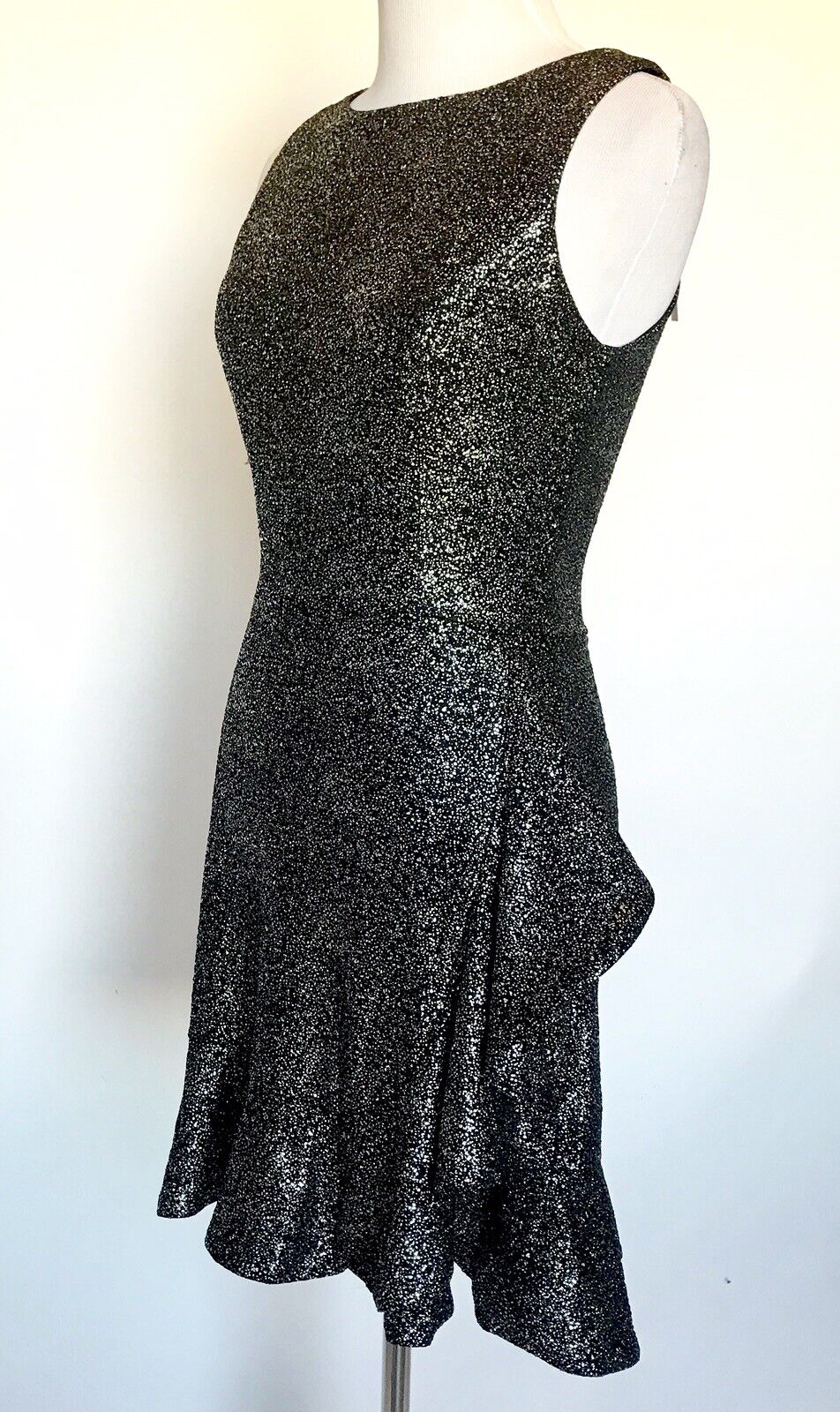 Aqua NWT Dress Metallic Silver & Black Stretch Dress XS/ S Retail $88 Price $42