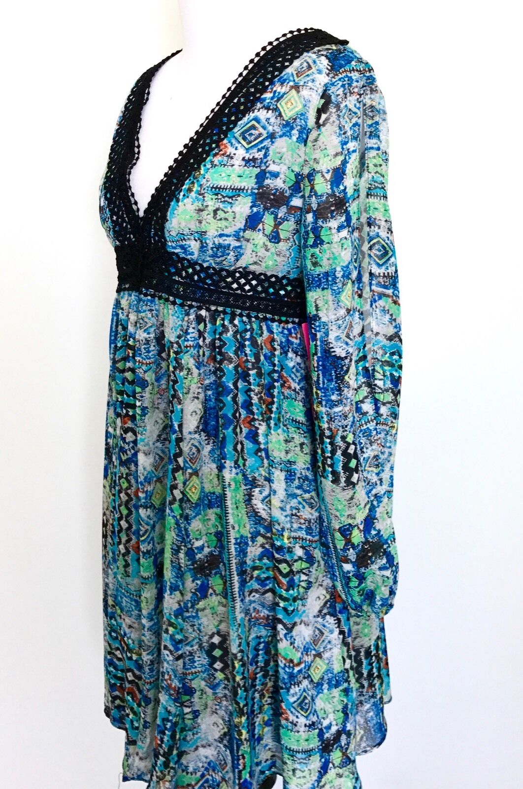 Betsey Johnson Crochet Trim Gypsy Dress Size 2 NWT Retail $138 Price $42