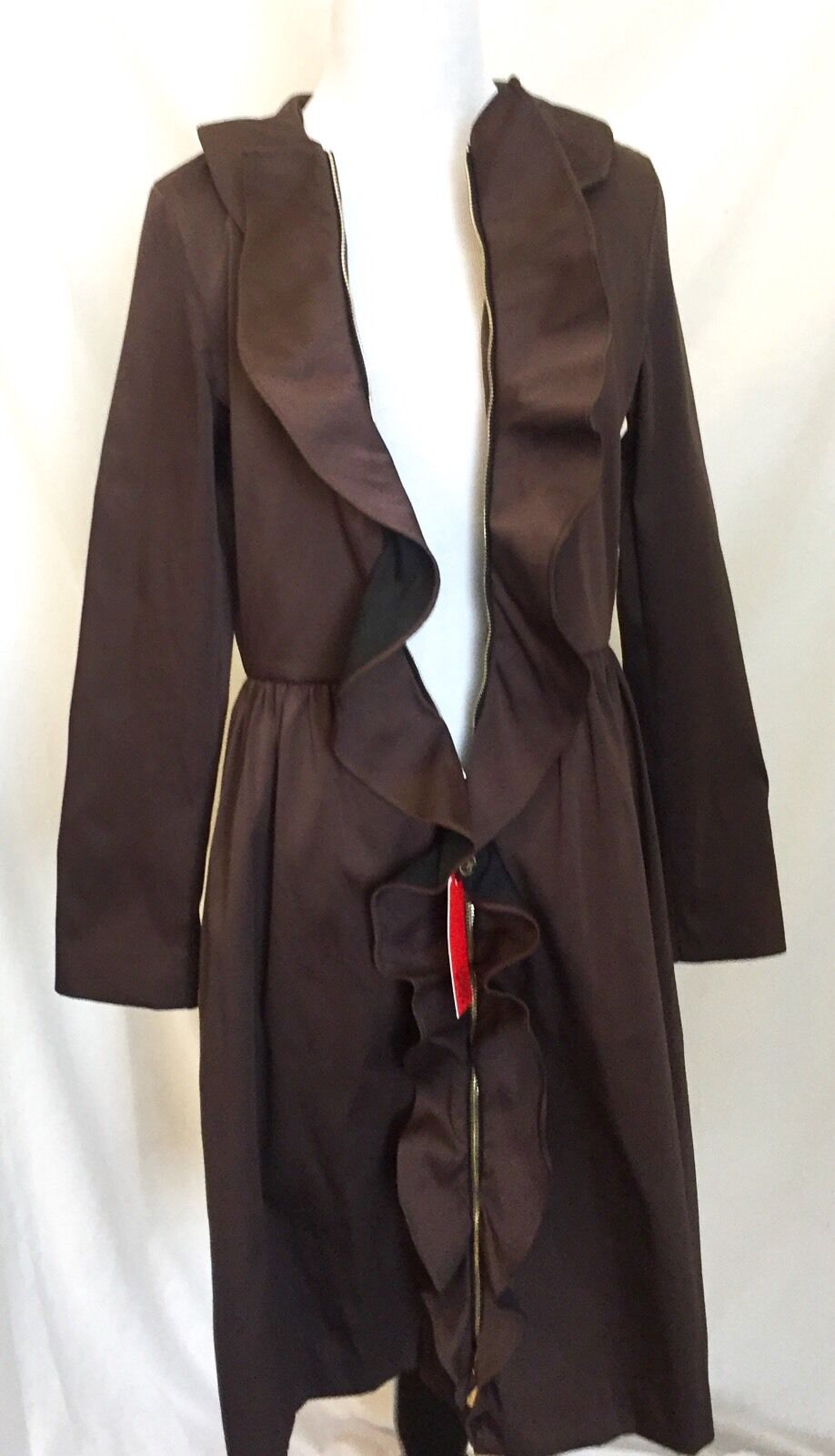 Carolina Herrera Brown Ruffle Coat Retails $910 NWT Price $298 Size S
