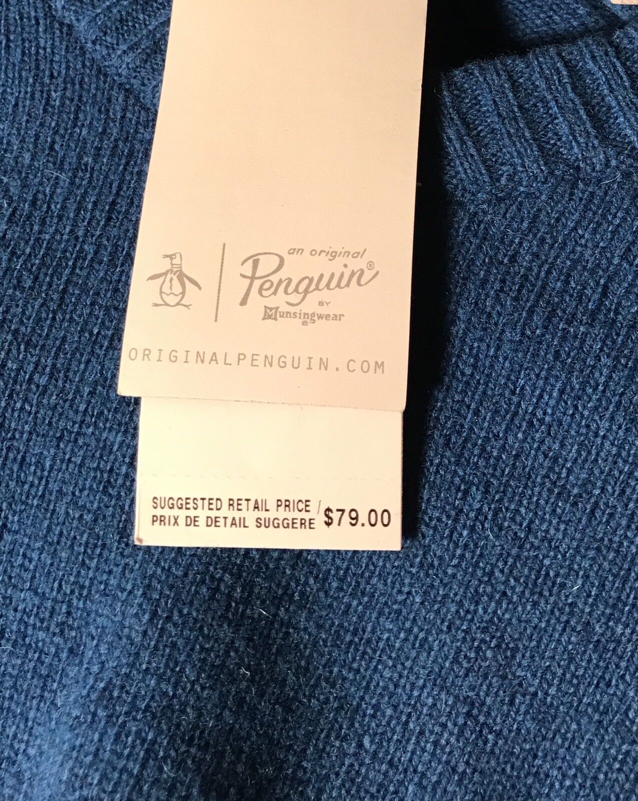 NWT Penguin Lambs Wool Blue Sweater Size L Retail $79 Price $46 NWT