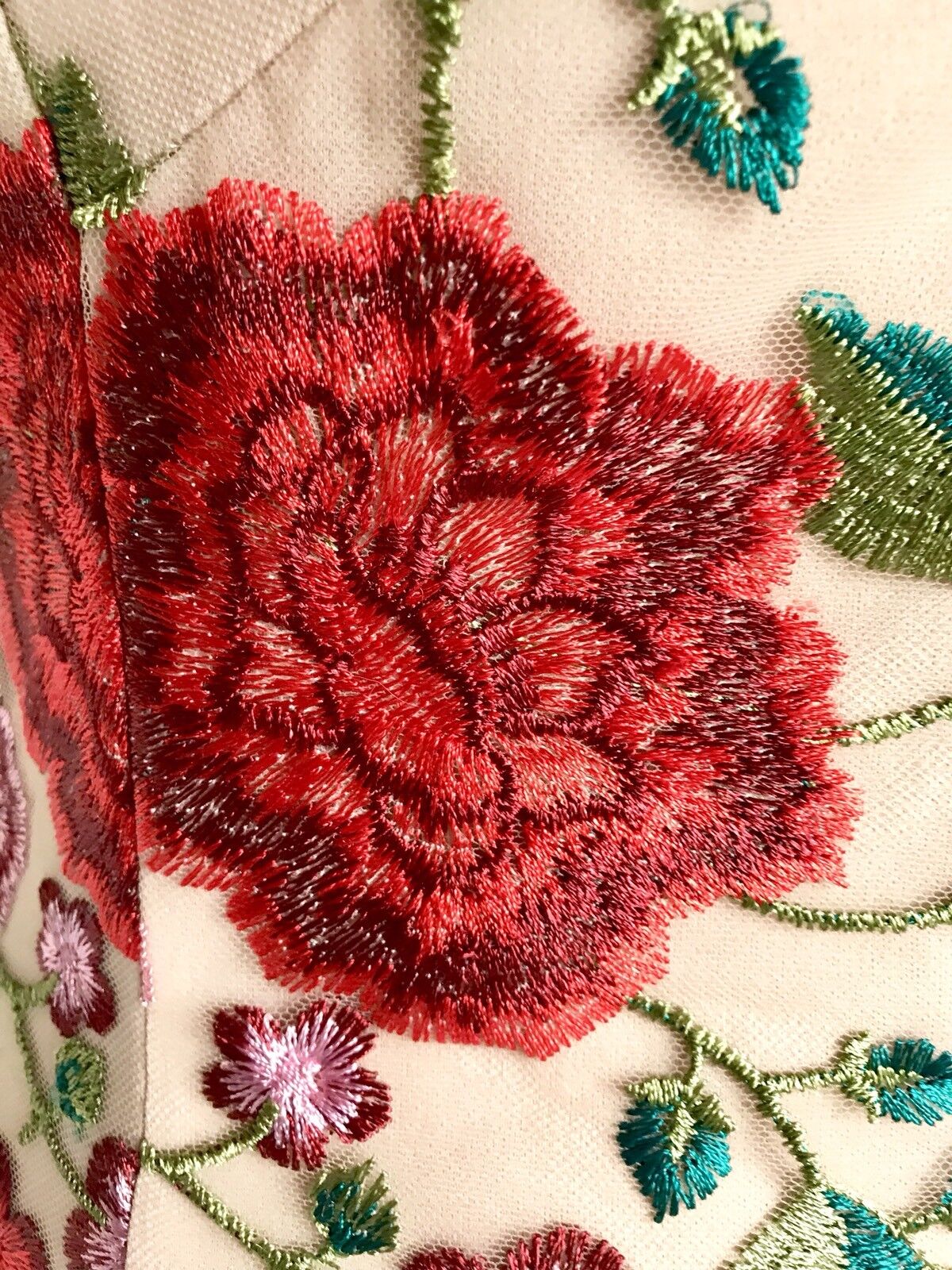 Carmen Marc Valvo Sz 6 Embroidered Floral Dress Retail $325 Price $148 NWT
