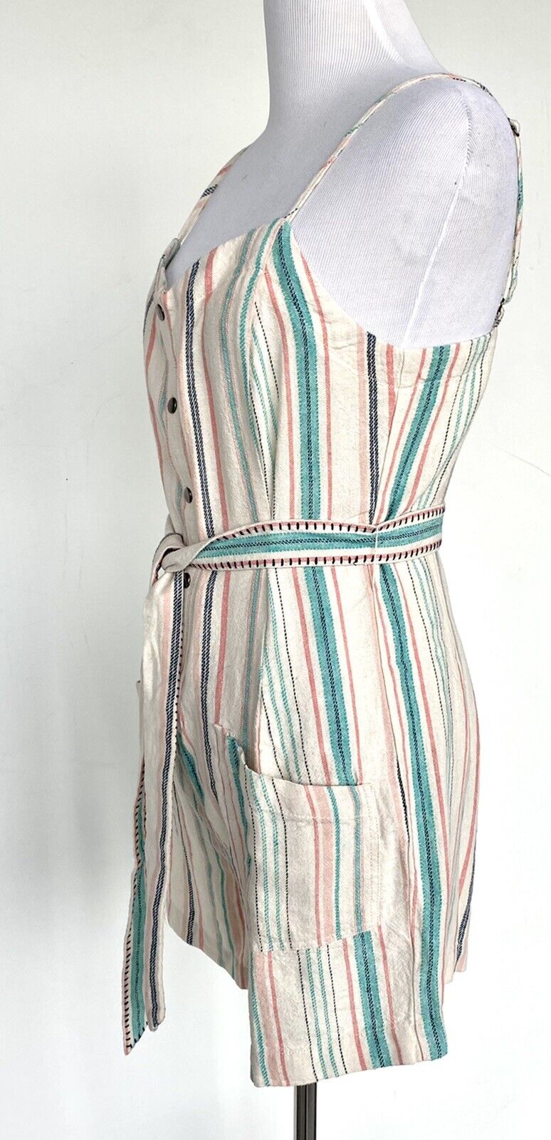 Splendid La Paz Twill Stripe Romper Retail $148 Price $59 NWT XS Linen Mix
