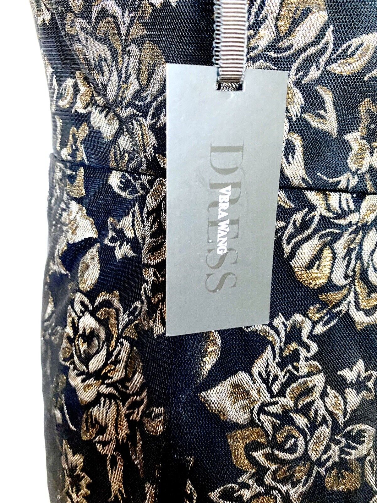 Vera Wang Black & Gold Metallic Party Cocktail Dress 2 Retail $299 Price $98 NWT