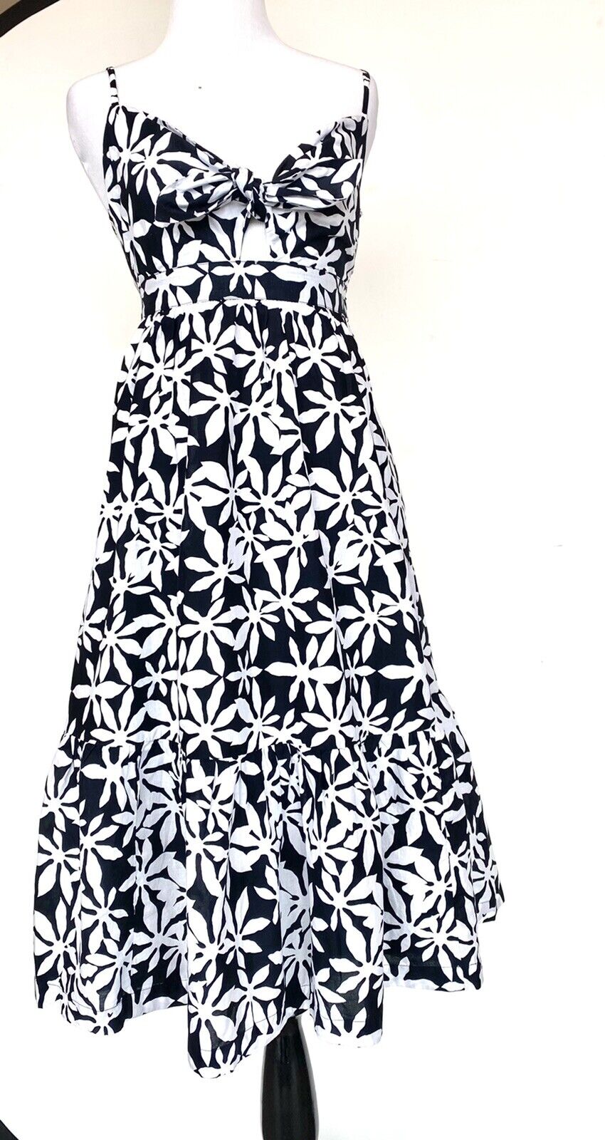 J.Crew Tie Front Cutout Smocked Back Dress Size 2 Retail $128 Price $59