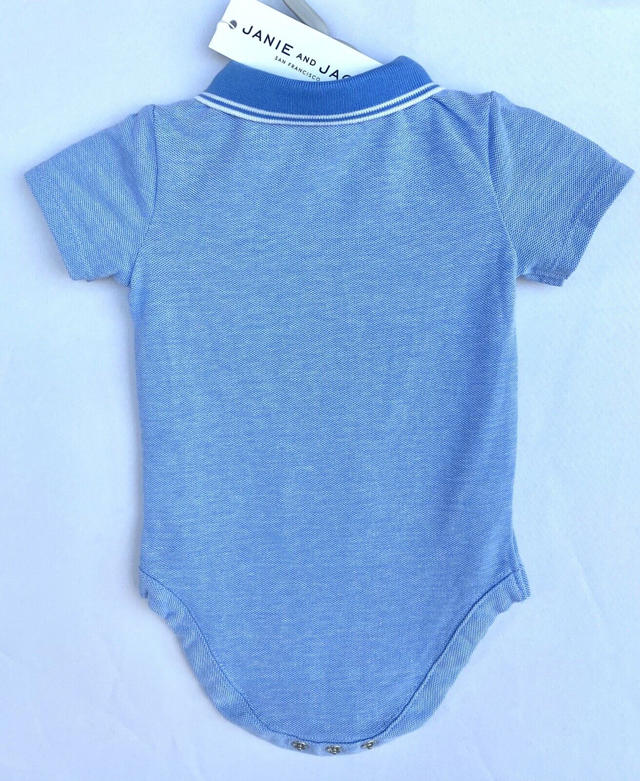 Janie And Jack Embroidered Bunny Pique Polo Bodysuit 0-3 M Price $26 NEW Blue