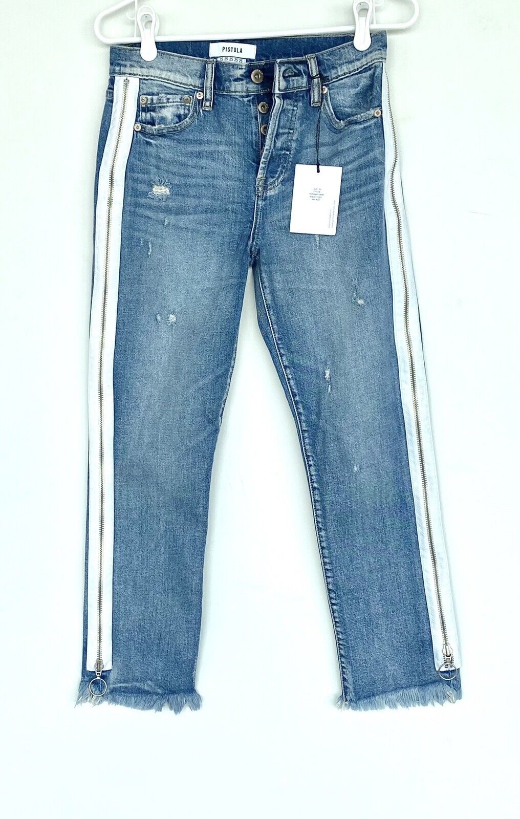 Pistola Charlie High Rise Zip Leg jean Retail $108 Price $64 Fray Hem NWT