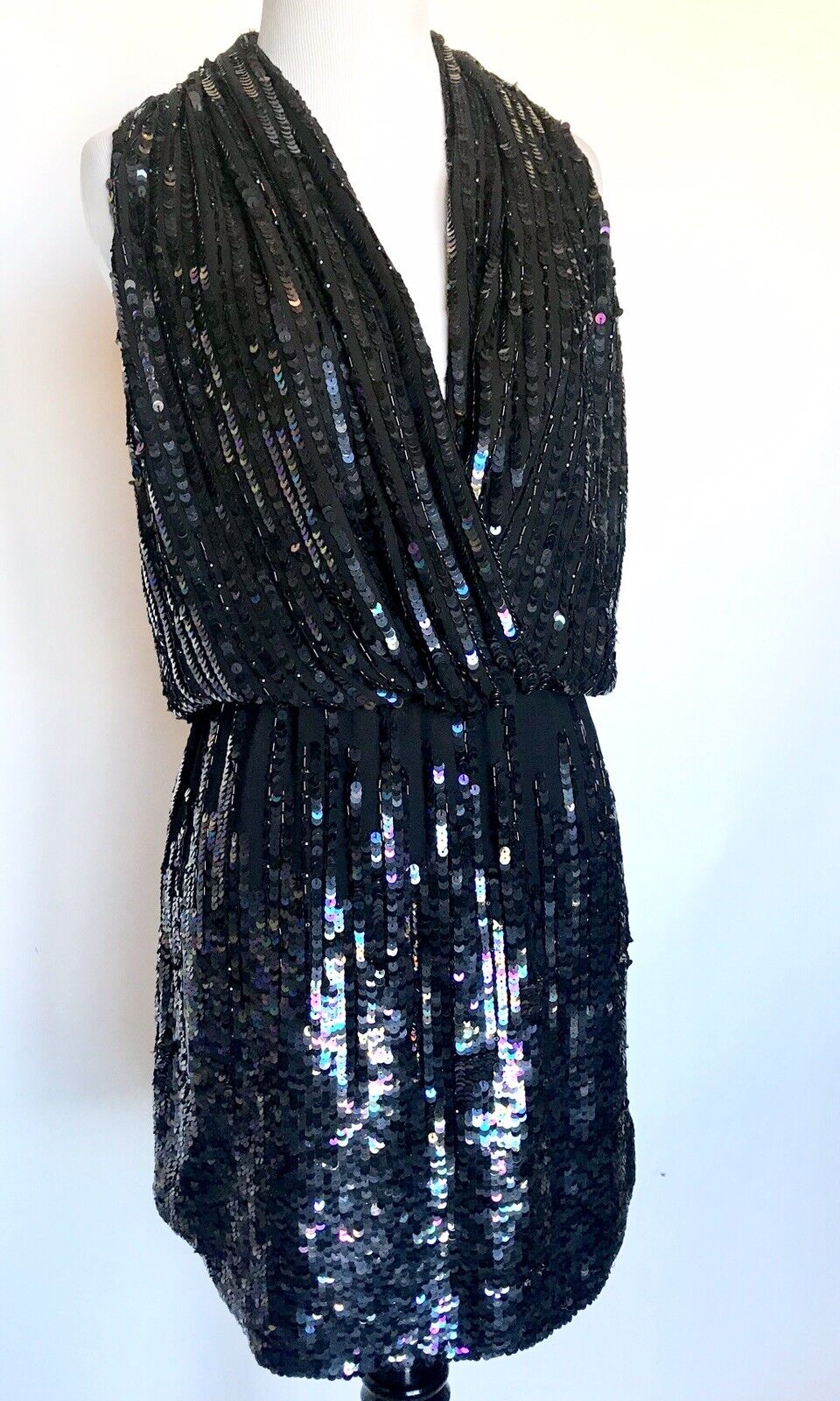 Parker Black Prom Party Sequined Cocktail Dress XS Retails 495 Price $128 NWT