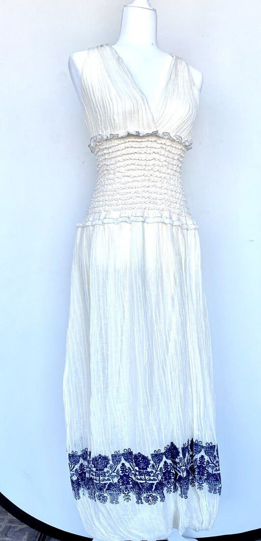 Leon max Max Studio linen smocked dress Retail $428 Price $142 XS