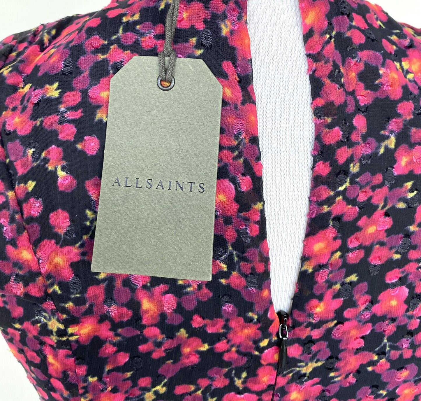 Allsaints Aldine Cheri Blossom Chiffon Dress NWT Size 2 Retail $260 Price $130