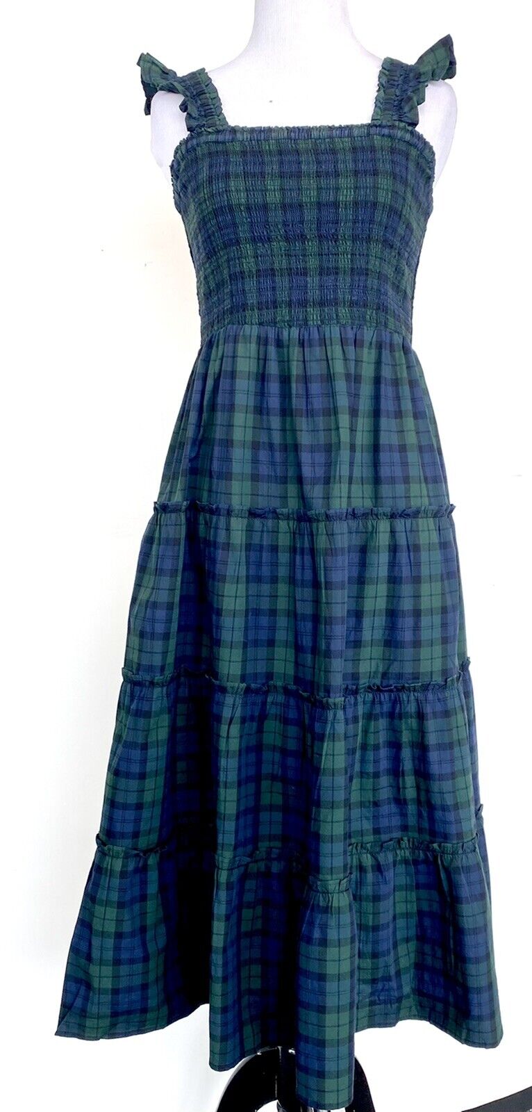 J.Crew Tartan Plaid Smocked Bodice Size S Retail $128 Price $69 Cotton Poplin