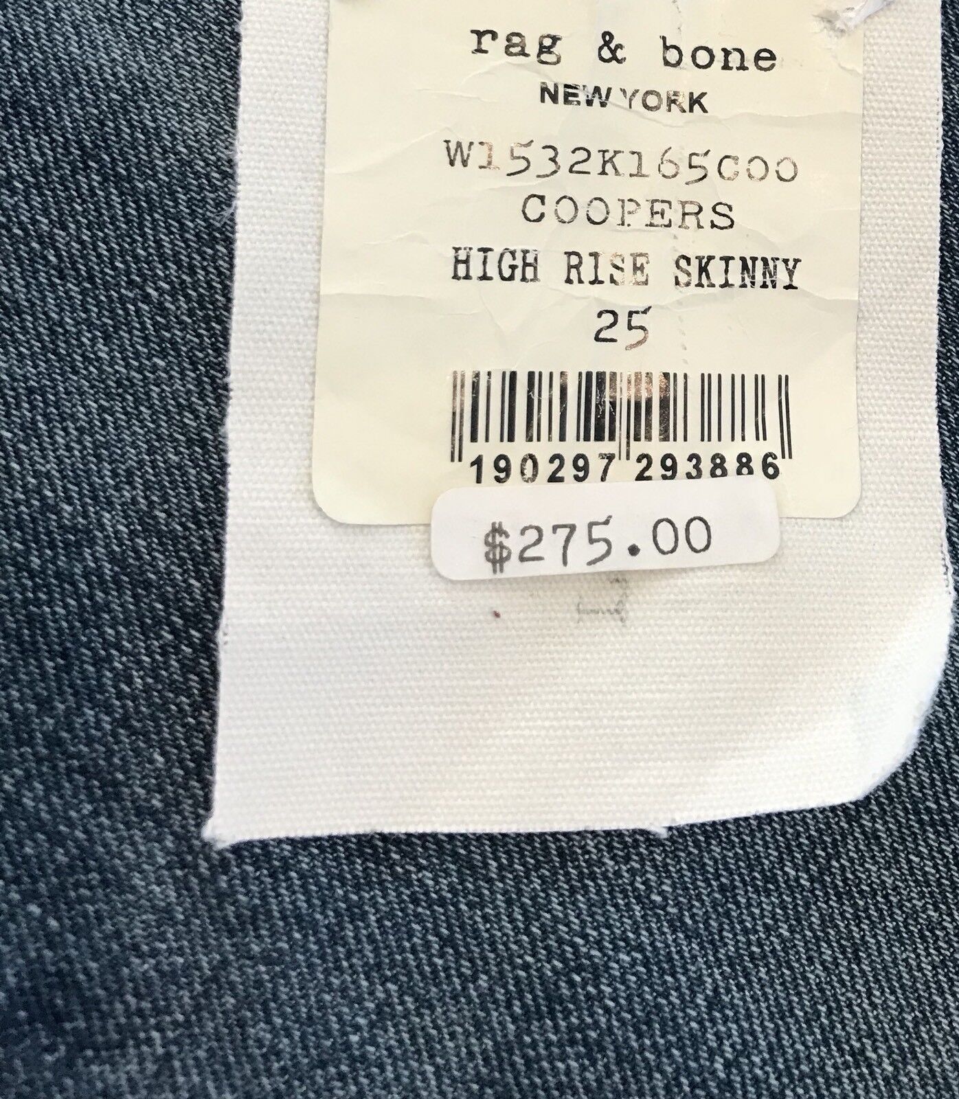 Rag & Bone Coopers High Rise Skinny Jeans. Size 25 Retail $275 Price $110 NWT