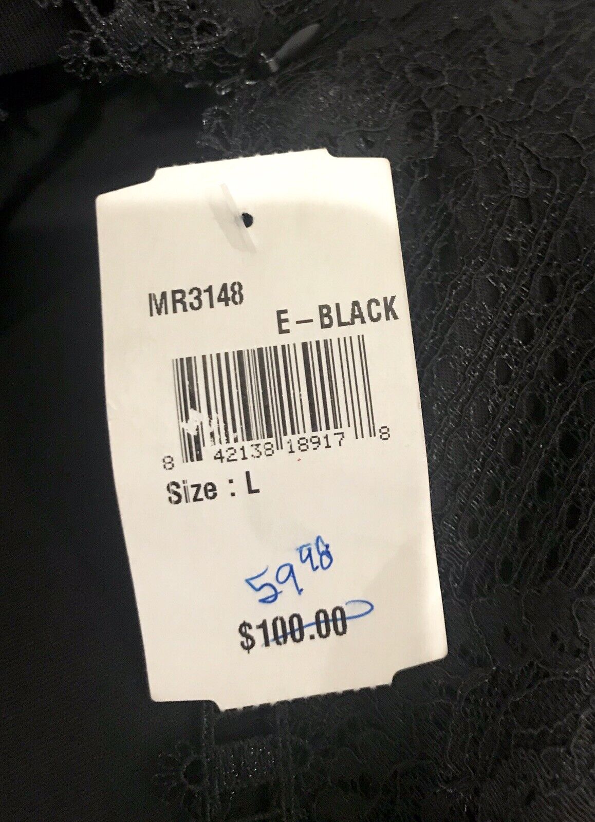 Moon River Black Lace Low Back Dress. Size L NWT Retail $100 Price $59.98