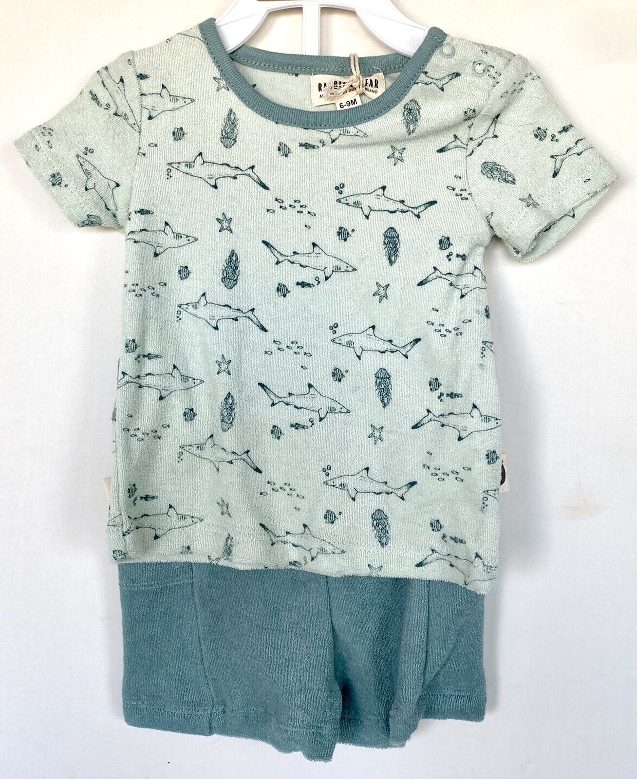 Rabbit+Bear 100% Organic Cotton 2 Piece Tee And Shorts / Pjs Toweling 6-9 M $24