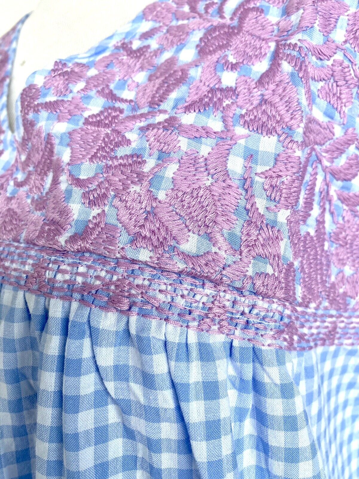 NWT J Marie embroidered blue Gingham Dress size XS Retail $114 Price $65 Blue