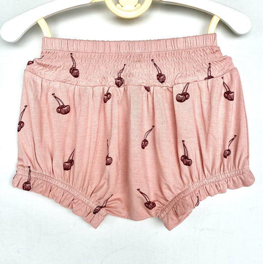Kate Quinn Bamboo Smocked Shirred Waist Ruffle Bloomer Price $32 6-12 M Cherries