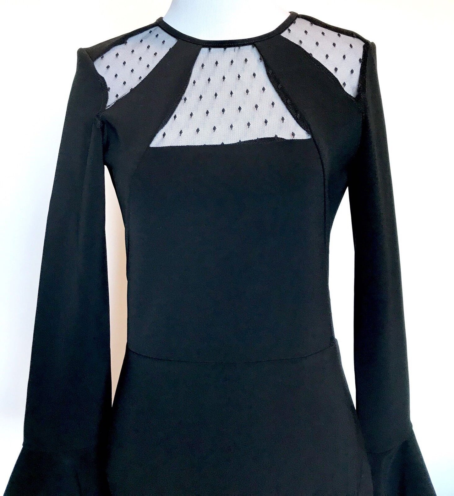 Parker Black Fitted Dress Net Cutouts. NWT Size S. Retails $325 Price $149