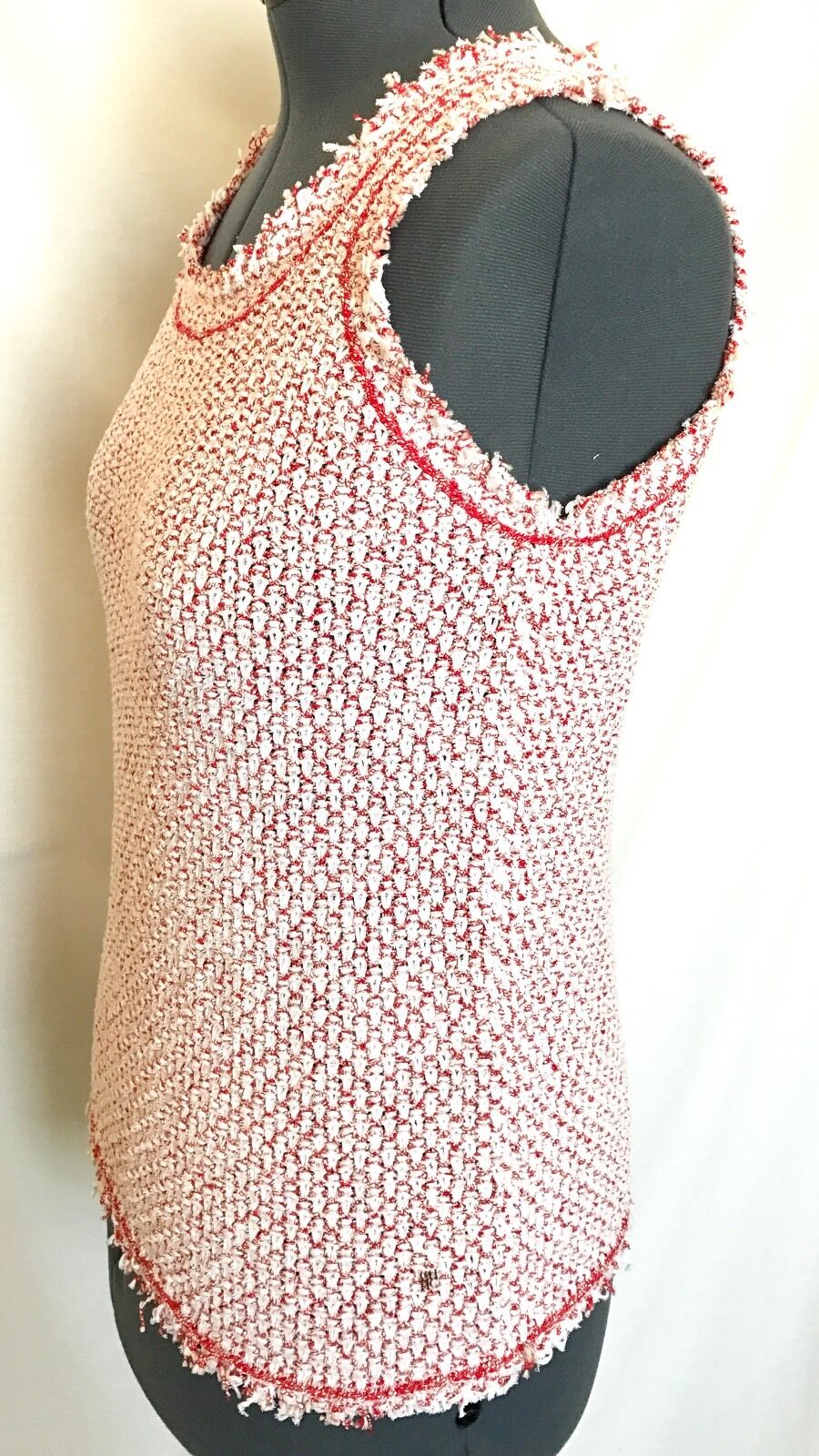 Carolina Herrera Red & White Knit Top NWT Retail $355 Price $145 Size L
