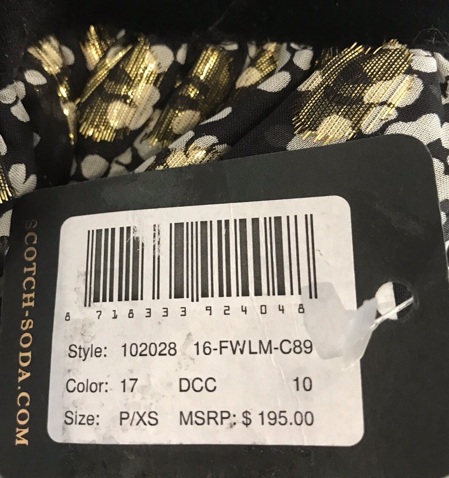 Maison Scotch Scotch & Soda Silk Gold Black Skirt NWT Retail $195 Price $43 XS