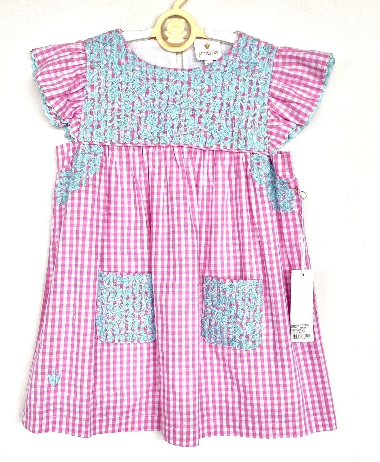 J Marie embroidered Tiffany Dress 3T Retail $92 Price $49 Gingham Pink