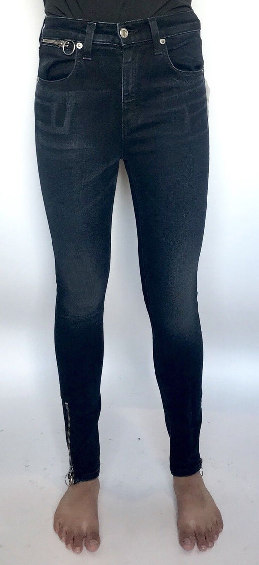 Rag & Bone Black Brook O Ring Capri Jeans. Size 24 Retail $275 Price $115 NWT