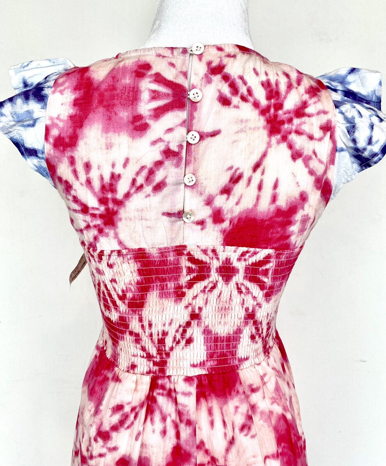 The Impeccable Pig Pink Smocked Bodice Midi Dress Retail $98 Price $49 XSmall