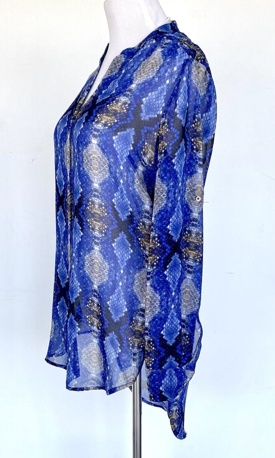 Calvin Klein Blue Hi-low Tunic Blouse NWT Retails $79.50 Price $40 Size XS