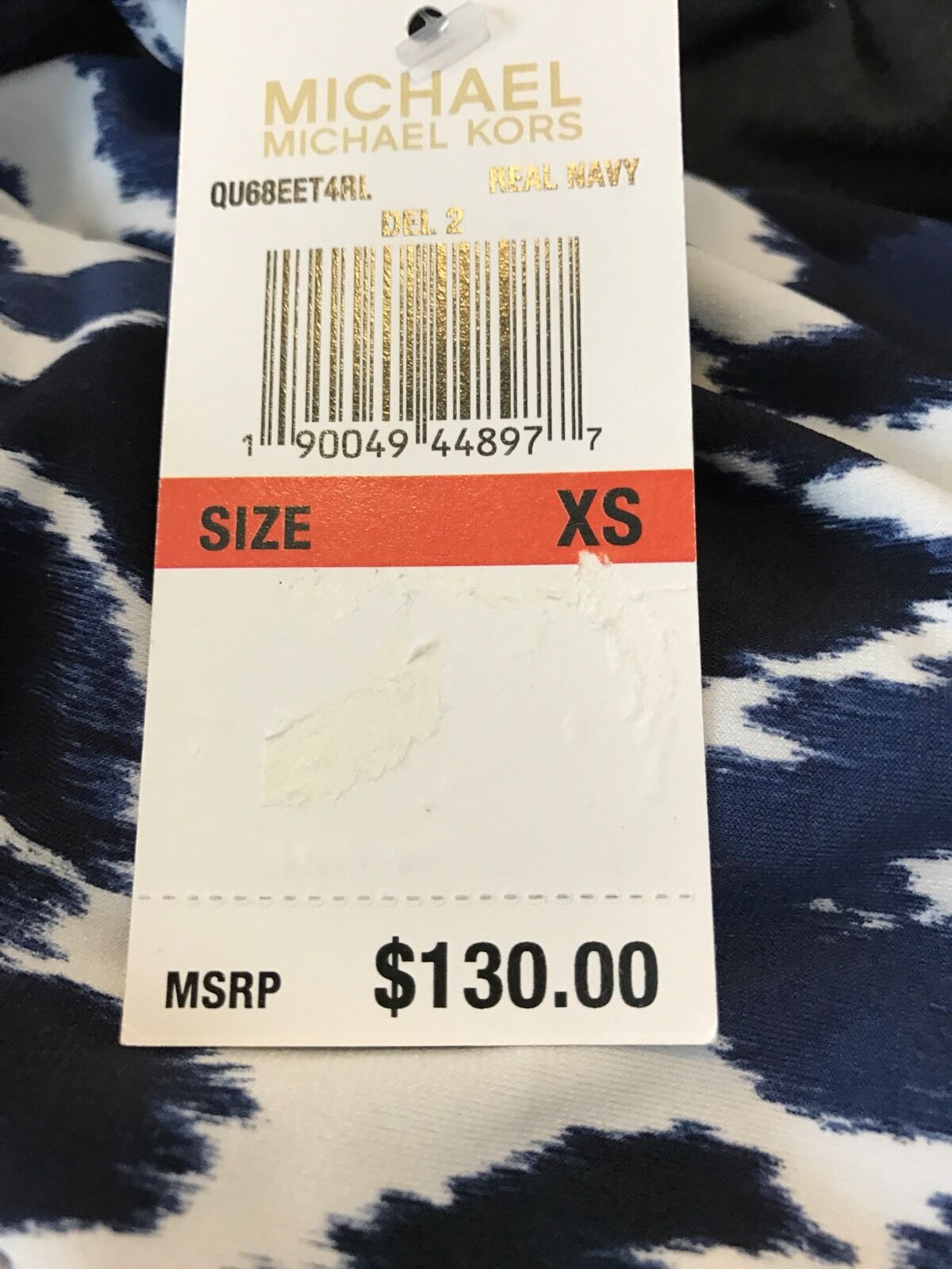 Michael Kors Blue And White Side Drape Dress. NWT Retail $130 Price $66 Size XS