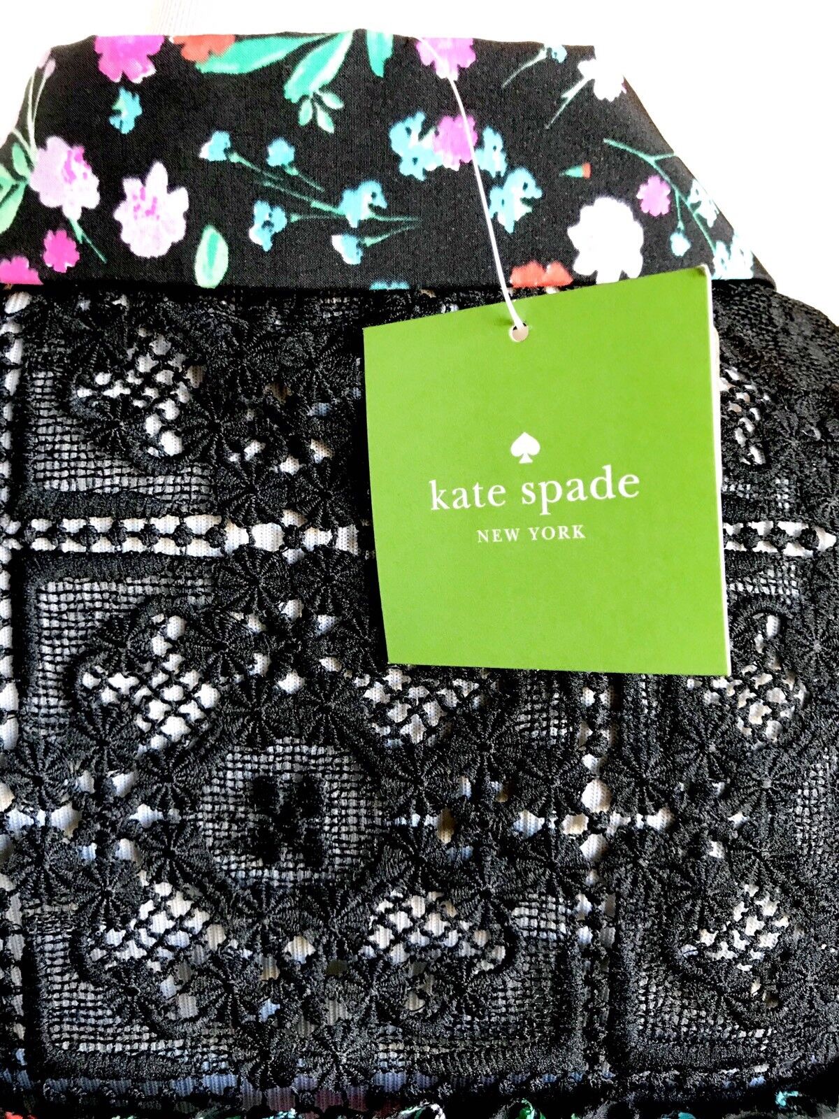 Kate Spade Floral Black Silk Mix Lace Top NWT Retail $228 Price $64 Size XS