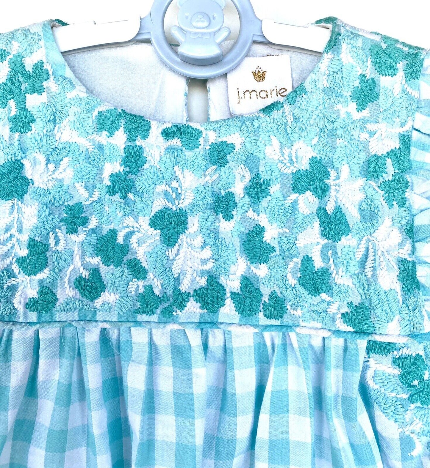 J Marie embroidered Savannah Dress 2T Retail $92 Price $49 Mint Gingham