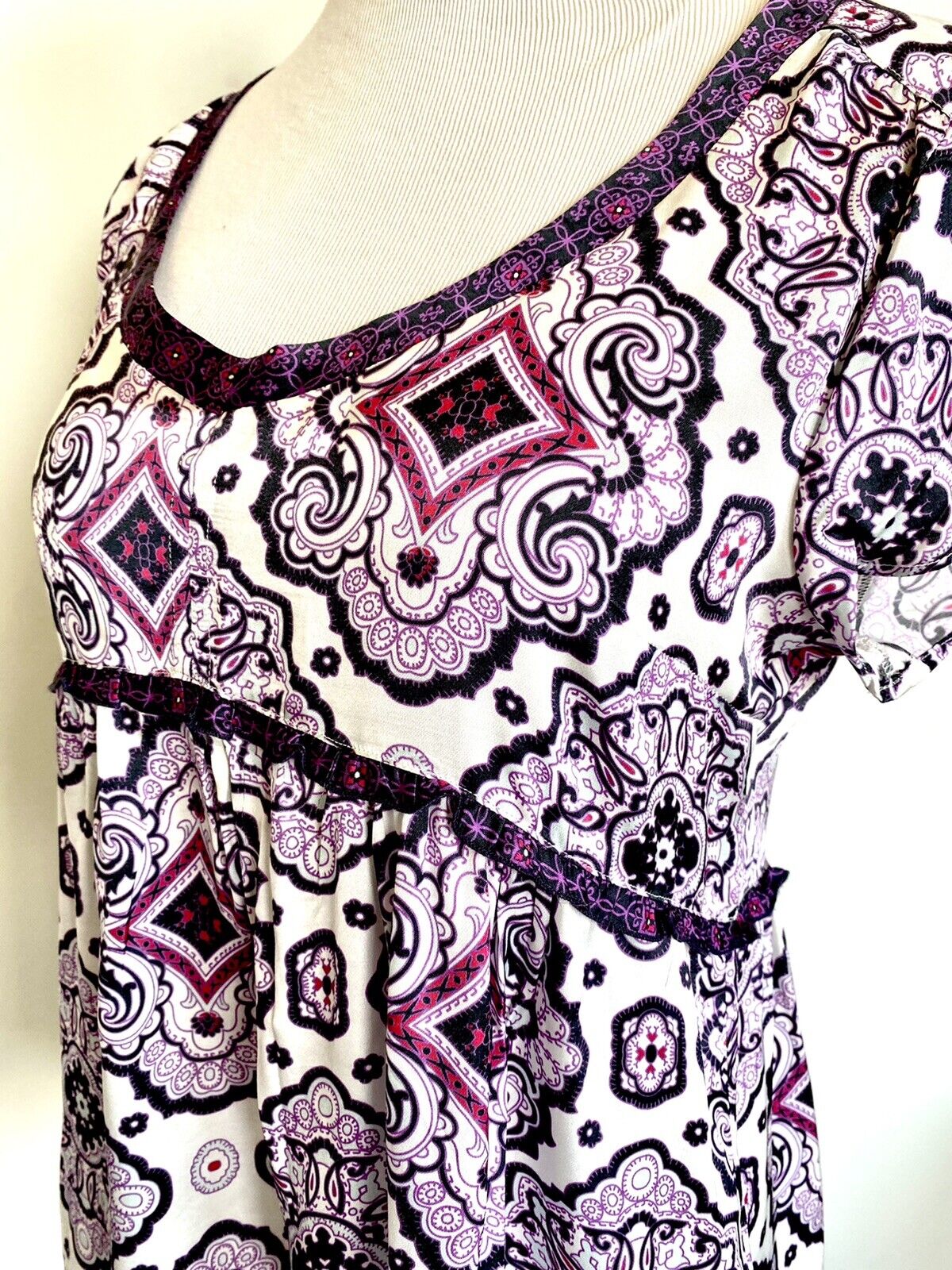 Odd Molly free floating blouse Lilac Purple White Size 2 Price $45